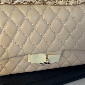 Elegant Beige Quilted Chain Bag